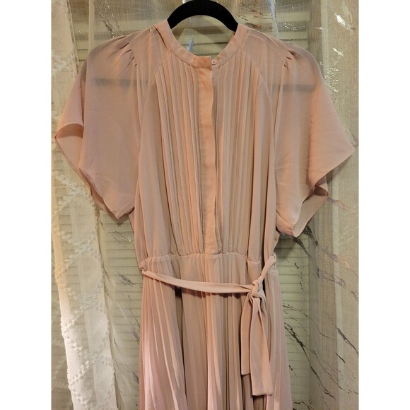 Large H&M Pintuck Pleated Dress Pink Blush Preppy Flutter Swiftie Taylor Raglan - Picture 2 of 9